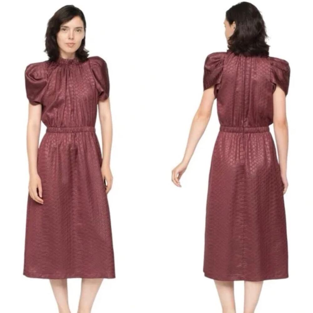 Sea New York Simone Snake Print Midi Dress In Burgundy Size Medium